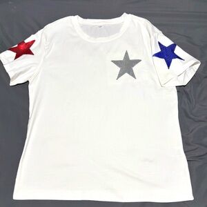 4th of July, sparkling stars, women’s large
T-Shirt, Never Worn.